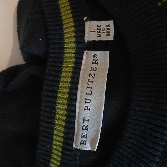 Elegant Black Argyle Crewneck Sweater Bert Pulitzer - Picture 2 of 2